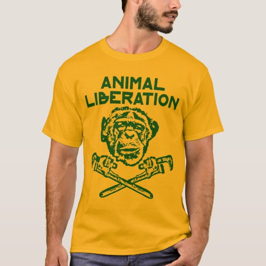 動物の解放のTシャツの緑 Tシャツ (正面)