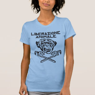 動物の解放のTシャツの黒Italiano Tシャツ
