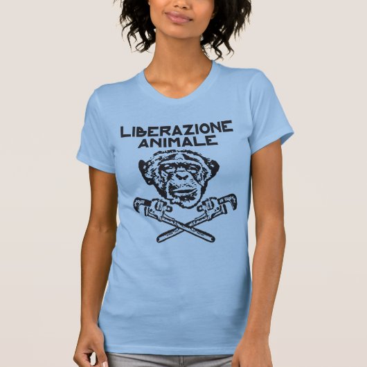 動物の解放のTシャツの黒Italiano Tシャツ (正面)