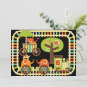 動物の誕生日の列車の誕生日の招待状 招待状 (スタンド正面)