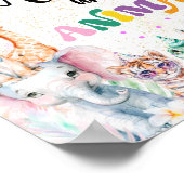 動物の誕生日を祝うサファリの動物 ポスター (角)