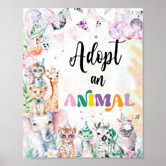 動物の誕生日を祝うサファリの動物 ポスター (正面)