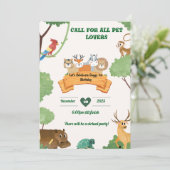 動物の誕生日カードデザイン 招待状 (スタンド正面)