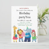 動物の誕生日グリーティングカード 招待状 (スタンド正面)