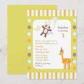 動物の誕生日パーティーのフラット招待状 招待状 (正面/裏面)