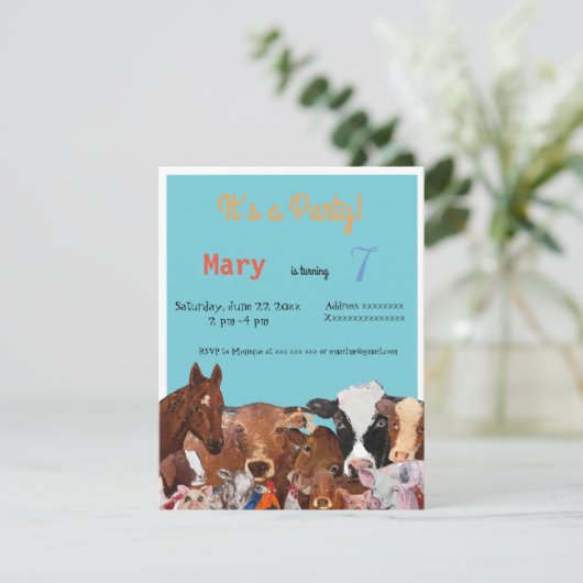 動物の誕生日パーティーの招待 招待状 (スタンド正面)