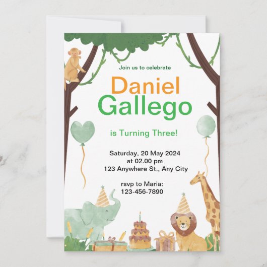 動物の誕生日祝を求める シーズンカード (正面)