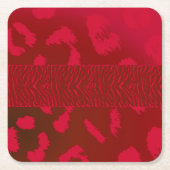 動物の赤い毛模様 スクエアペーパーコースター (正面)