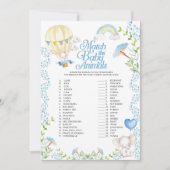 動物の赤ちゃんの試合に熱気球が合戦 招待状 (正面)