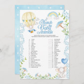 動物の赤ちゃんの試合に熱気球が合戦 招待状 (正面/裏面)