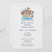 動物の赤ちゃんシャワーでノアの箱舟 招待状 (正面/裏面)