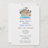 動物の赤ちゃんシャワーでノアの箱舟 招待状 (正面)