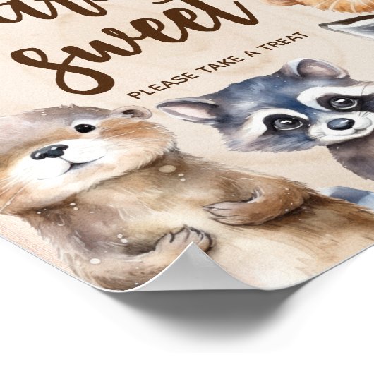 動物の赤ちゃんシャワーベビーは甘いサイン ポスター (角)