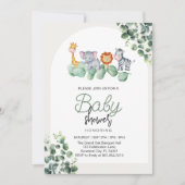 動物の赤ちゃんシャワー、ユーカリ花 招待状 (正面)