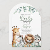 動物の赤ちゃんシャワー、ユーカリ花 招待状 (正面/裏面)
