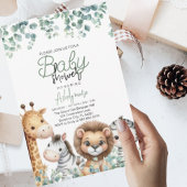 動物の赤ちゃんシャワー、ユーカリ花 招待状