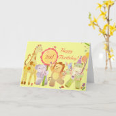 動物の赤ちゃん：誕生日カード カード (黄色い花)