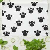 動物の足のプリントパターン。 白黒。 キッチンタオル (折り畳み)