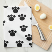 動物の足のプリントパターン。 白黒。 キッチンタオル (四つ折り)