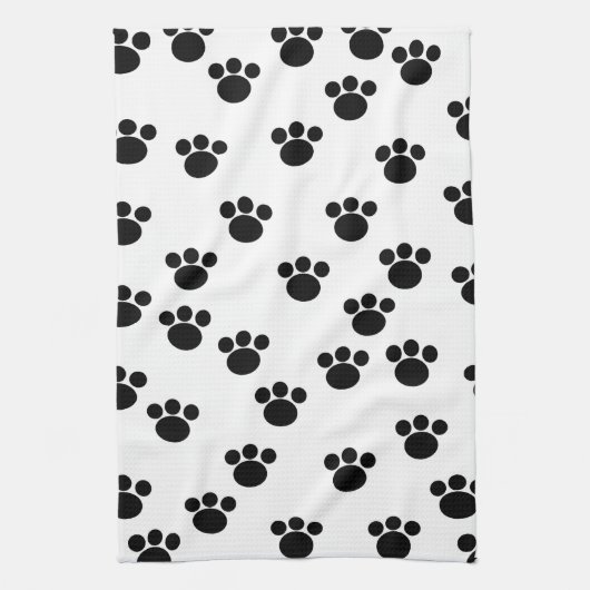 動物の足のプリントパターン。 白黒。 キッチンタオル (縦)