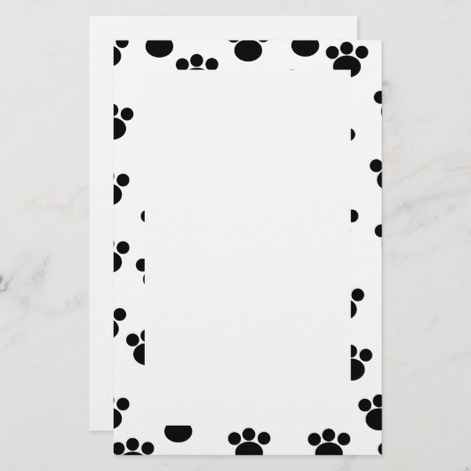 動物の足のプリントパターン。 白黒。 便箋 (正面/裏面)