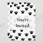 動物の足のプリントパターン。 白黒。 招待状 (正面/裏面)