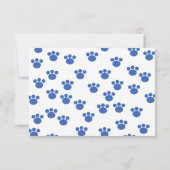 動物の足のプリントパターン。 青および白 出欠カード (裏面)