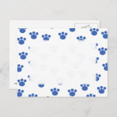 動物の足のプリントパターン。青と白。 ポストカード (正面/裏面)
