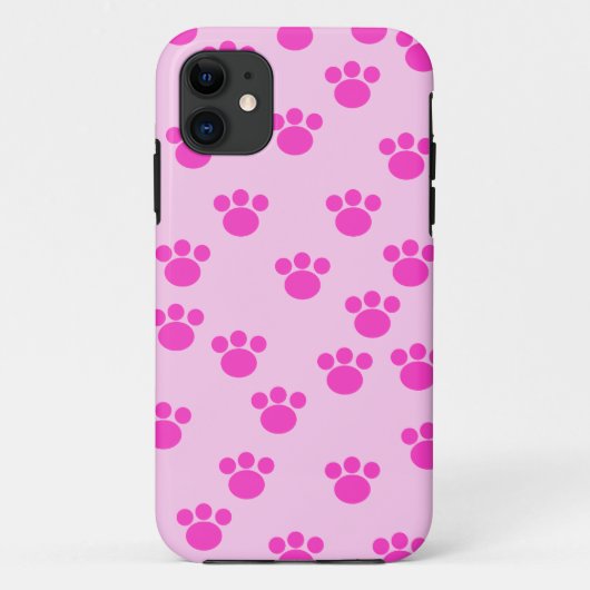動物の足のプリント。 淡いピンクおよび明るいピンク Case-Mate iPhoneケース (裏面)