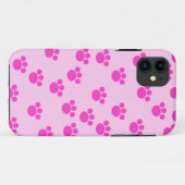 動物の足のプリント。 淡いピンクおよび明るいピンク Case-Mate iPhoneケース (裏面(横))