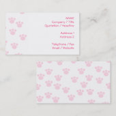 動物の足のプリント。 淡いピンクおよび白いパターン 名刺 (正面/裏面)