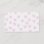 動物の足のプリント。 淡いピンクおよび白いパターン 名刺 (裏面)