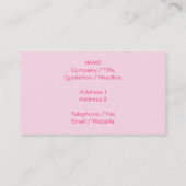 動物の足のプリント。 淡いピンクおよび白いパターン 名刺 (裏面)