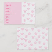動物の足のプリント。 淡いピンクおよび白いパターン 名刺 (正面/裏面)