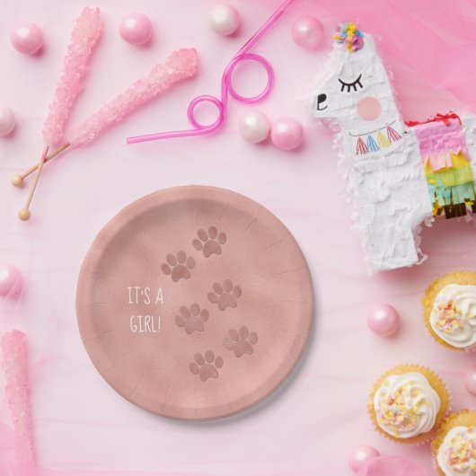 動物の足はそれによってが女の子のベビーシャワーであるペットを印刷します ペーパープレート (パーティー)