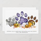 動物の足はパンプキンドッグキャットペットハロウィーンをプリント シーズンカード (正面/裏面)