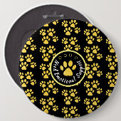 動物の足は黄色いペットのパーソナライズされた救出を印刷 缶バッジ (正面&裏面)