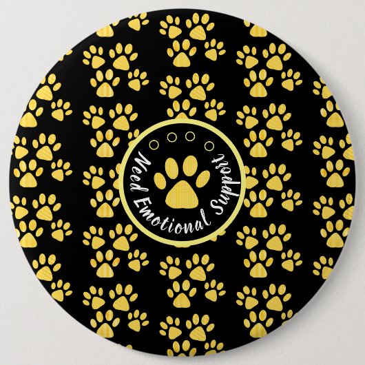 動物の足は黄色いペットのパーソナライズされた救出を印刷 缶バッジ (正面)