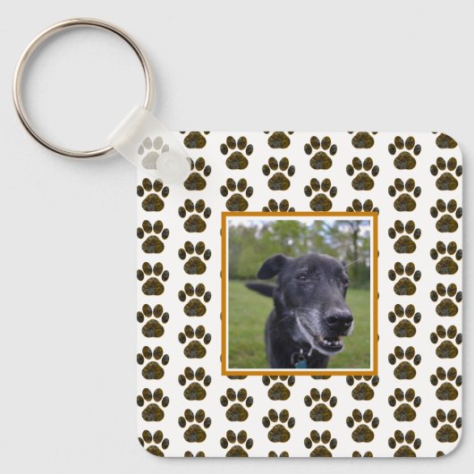 動物の足シルエットハロウィンオレンジホワイト キーホルダー (正面)