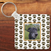 動物の足シルエットハロウィンオレンジホワイト キーホルダー (正面)