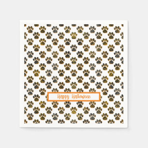 動物の足シルエットハロウィンパウィティホワイト スタンダードカクテルナプキン
