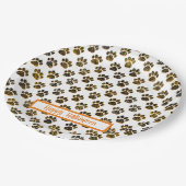 動物の足シルエットハロウィンパウィティホワイト ペーパープレート (アングル)