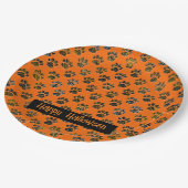 動物の足シルエットハロウィーンパウィティオレンジ ペーパープレート (アングル)