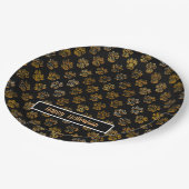 動物の足シルエットハロウィーンパウィティブラック ペーパープレート (アングル)