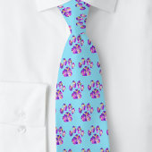 動物の足シルエットパープルピンクのブルーネック ネクタイ