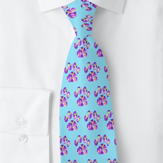 動物の足シルエットパープルピンクのブルーネック ネクタイ