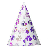 動物の足シルエットパープルピンクポーティ紙 パーティーハット (裏面)