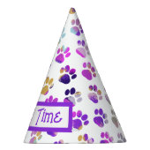 動物の足シルエットパープルピンクポーティ紙 パーティーハット (右)