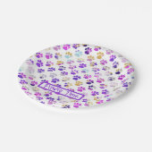 動物の足シルエットパープルピンクポーティ紙 ペーパープレート (アングル)