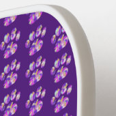 動物の足シルエットパープルピンク紫のカスタム ピックルボールラケット (左詳細)